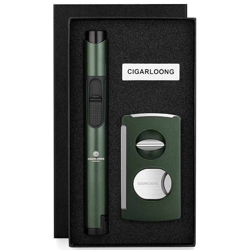 Σετ εργαλείων για πούρες: αναπτήρας πολλαπλών λειτουργιών και ψαλίδι πούρων, από ανοξείδωτο ατσάλι, κωδικός CT-24K3, στυλ Light Luxury