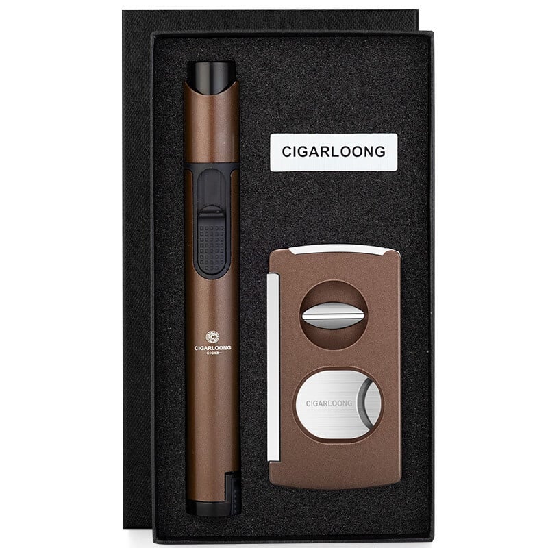 Σετ εργαλείων για πούρες: αναπτήρας πολλαπλών λειτουργιών και ψαλίδι πούρων, από ανοξείδωτο ατσάλι, κωδικός CT-24K3, στυλ Light Luxury