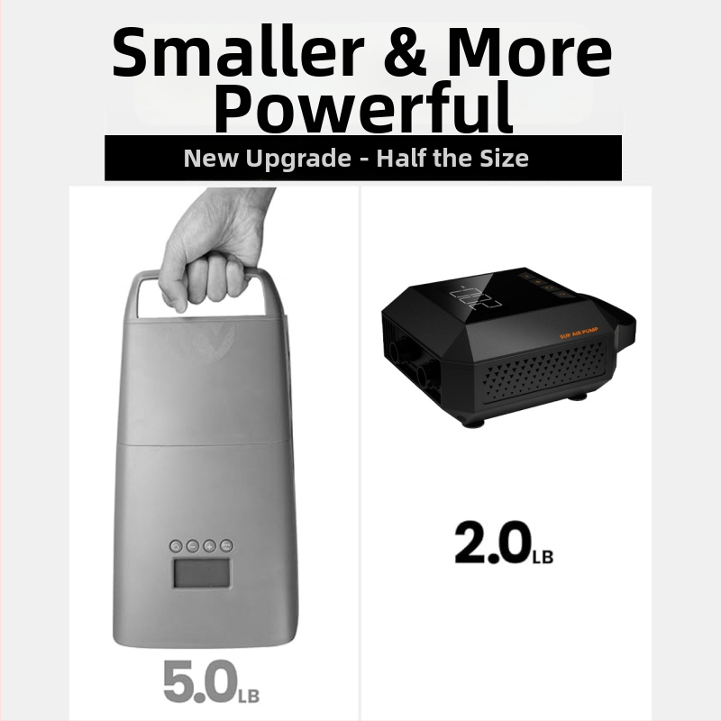 Електрическа помпа за SUP с до 20 PSI, интелигентно двустепенно надуване, двойен цилиндър, 72V, 120W, цифров дисплей