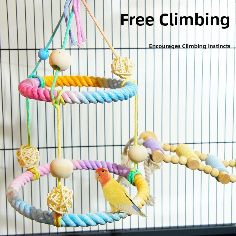 Papagáj bavlnené lano s otáčajúcou sa lezeckou oporou — pôvod: Shandong; vek: dospelý; importované: Nie; druh: vták