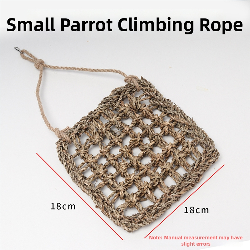 Hračky pre papagaja s lezeckou sieťou, príveskom na hryzanie a rebríkom – motív tigrej kože a pivónie pre dospelé vtáky