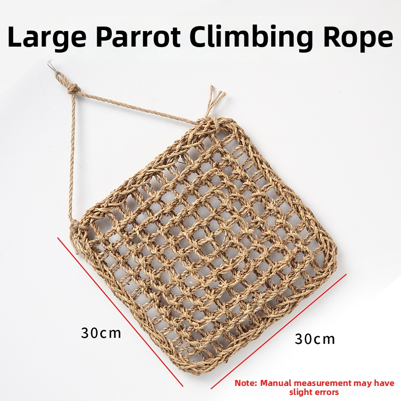 Hračky pre papagaja s lezeckou sieťou, príveskom na hryzanie a rebríkom – motív tigrej kože a pivónie pre dospelé vtáky