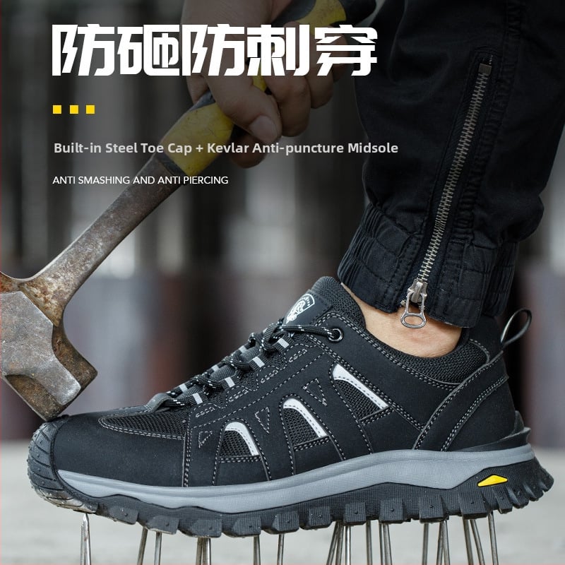 Обувки за безопасност със стоманено носче, дишаща летна горна част, издръжливи, антиударни и против пробив, за строителни обекти