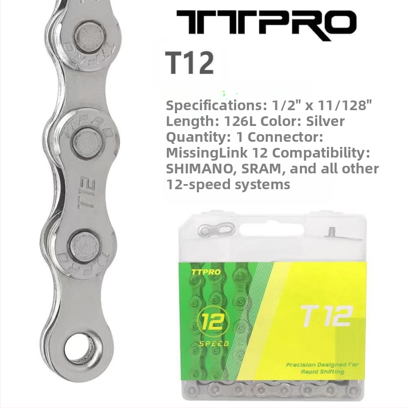 TTPRO reťaz na bicykel pre horské aj cestné bicykle, 8/9/10/11/12 rýchlosti, vysokouhlíková oceľ, 116 pitch