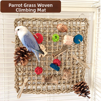 Papagáj kézzel készített szalma hálózati matrac a mászáshoz – természetes anyag, Shandong eredetű, Haili Dry márka, kis- és közepes papagájok számára, magánmárka