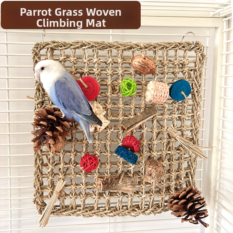Papagáj kézzel készített szalma hálózati matrac a mászáshoz – természetes anyag, Shandong eredetű, Haili Dry márka, kis- és közepes papagájok számára, magánmárka