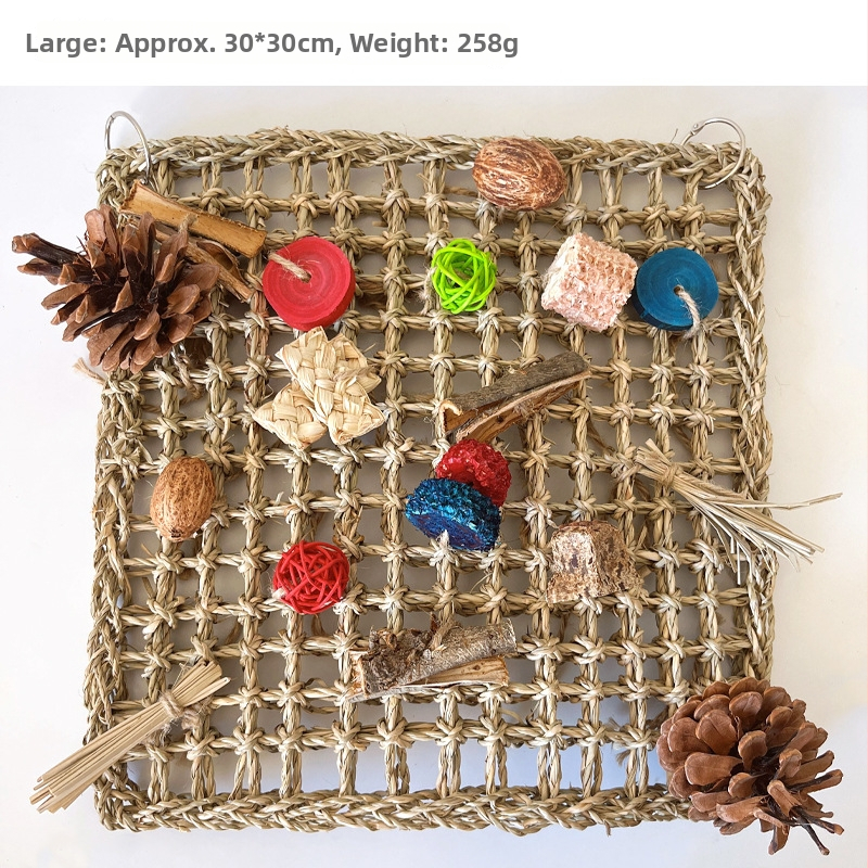 Papagáj kézzel készített szalma hálózati matrac a mászáshoz – természetes anyag, Shandong eredetű, Haili Dry márka, kis- és közepes papagájok számára, magánmárka