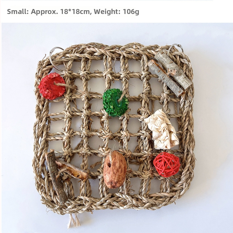 Papagáj kézzel készített szalma hálózati matrac a mászáshoz – természetes anyag, Shandong eredetű, Haili Dry márka, kis- és közepes papagájok számára, magánmárka