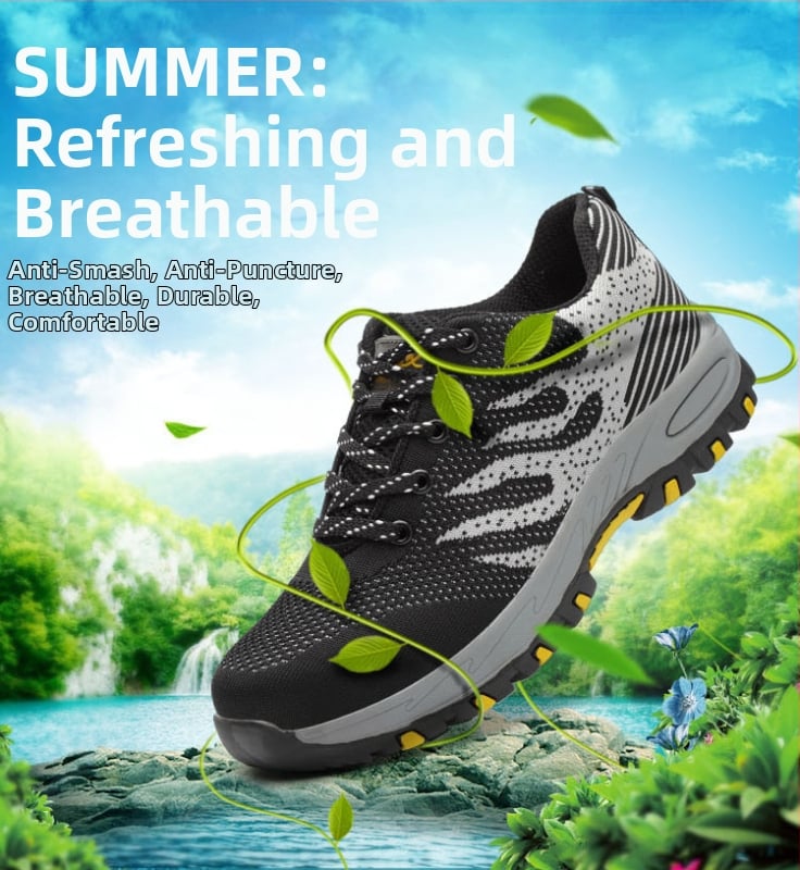 Работни обувки за безопасност с дишаща мрежеста горна част, стоманен носок, защита против пробив и удар, нископрофилни