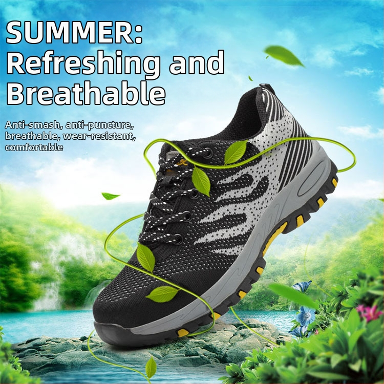 Работни обувки за безопасност с дишаща мрежеста горна част, стоманен носок, защита против пробив и удар, нископрофилни