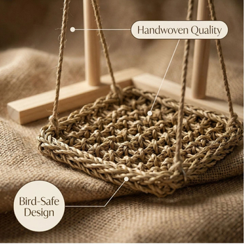 Leagăn din iarbă pentru papagal cu hamac și accesorii — jucărie pentru păsări, mușcare și cățărare, set cu un singur strat