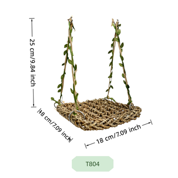 Leagăn din iarbă pentru papagal cu hamac și accesorii — jucărie pentru păsări, mușcare și cățărare, set cu un singur strat