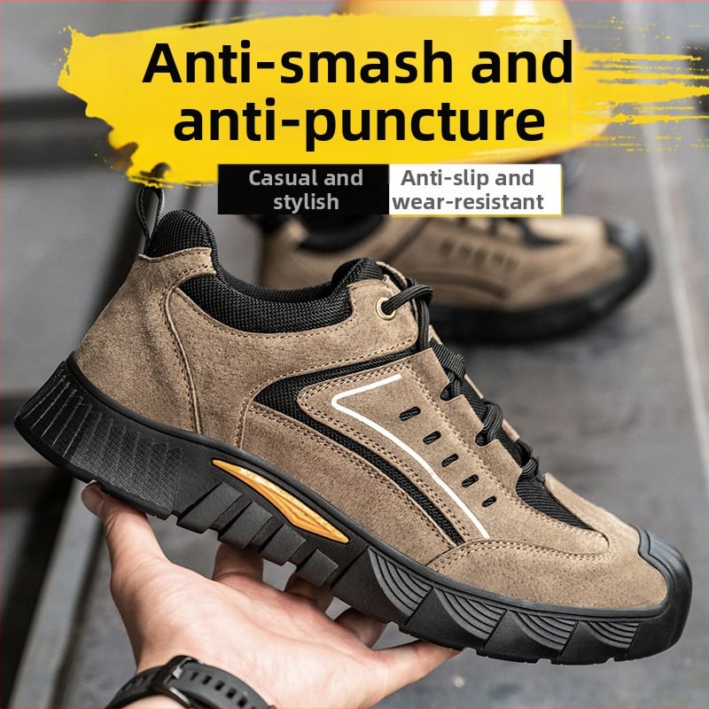 Обувки за трудова защита със стоманено покритие на пръстите, антипробив, антиудар, износоустойчиви велурени обувки, нисък глезен