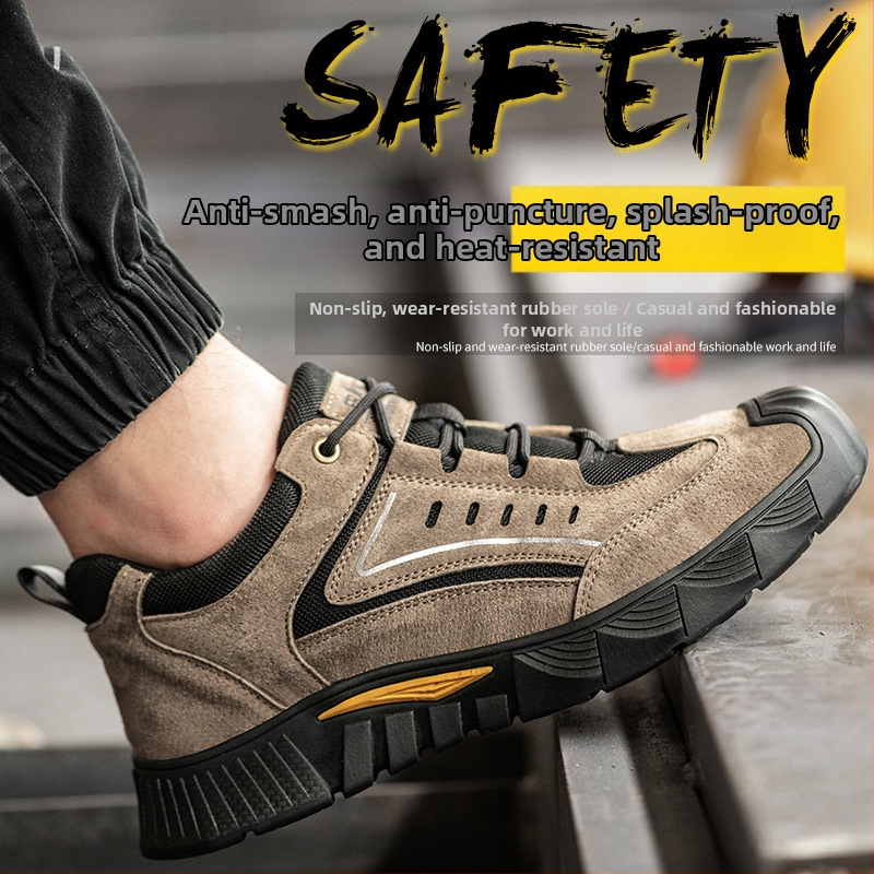 Обувки за трудова защита със стоманено покритие на пръстите, антипробив, антиудар, износоустойчиви велурени обувки, нисък глезен