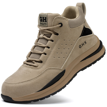 Guanghe Безопасни обувки за работа със стоманено носче, антипробивни и антиударни, гумена подметка, средно високи
