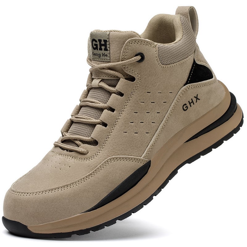 Guanghe Безопасни обувки за работа със стоманено носче, антипробивни и антиударни, гумена подметка, средно високи