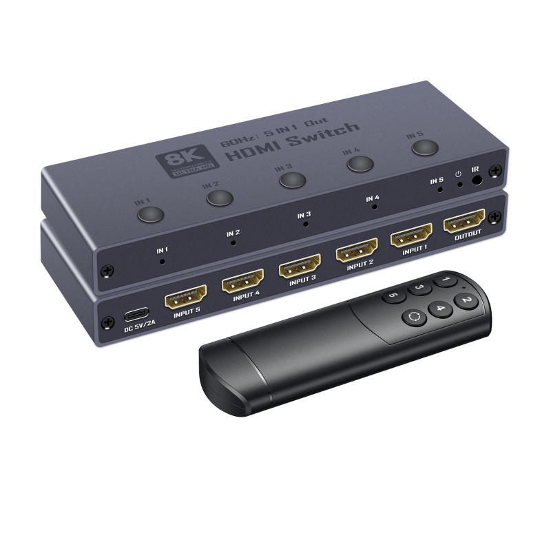 HDMI prekidač, 5 ulaza, 1 izlaz, 4K@240Hz, HDCP 2.3