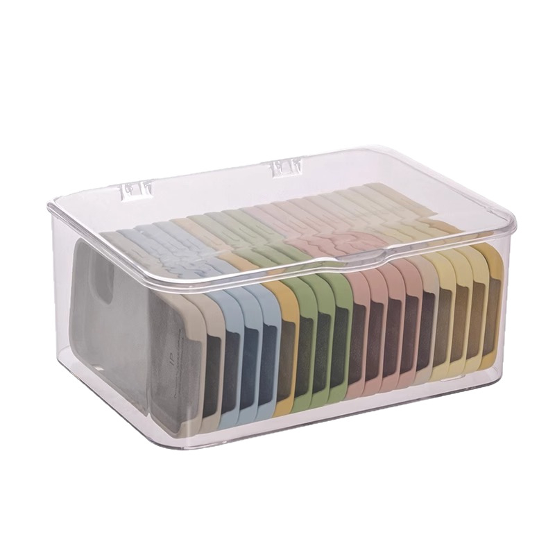 Cutie desktop de depozitare pentru husele de telefoane – protecție împotriva prafului, transparentă, plastic PS, 100% material nou