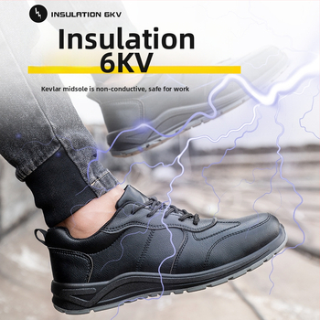 Изолирани обувки за безопасност с 6KV изолация, антиударни и антипробивни, дишащи микрофибърни върхове, стоманено носче