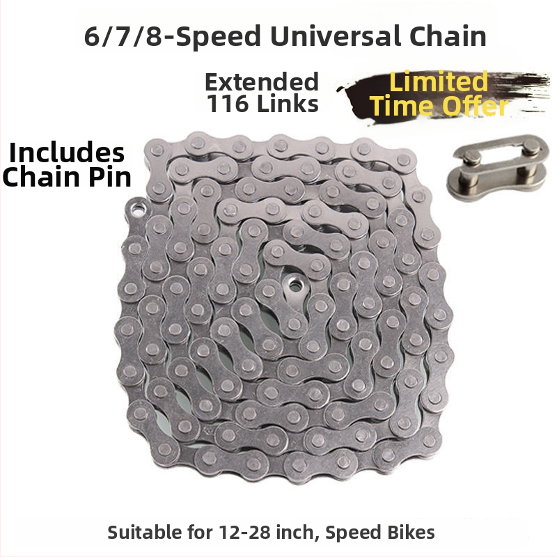 Reťaz na bicykel pre kočík a horský bicykel, jednorychlostný reťaz, s magickou prackou, 6789 úrovní variabilnej rýchlosti