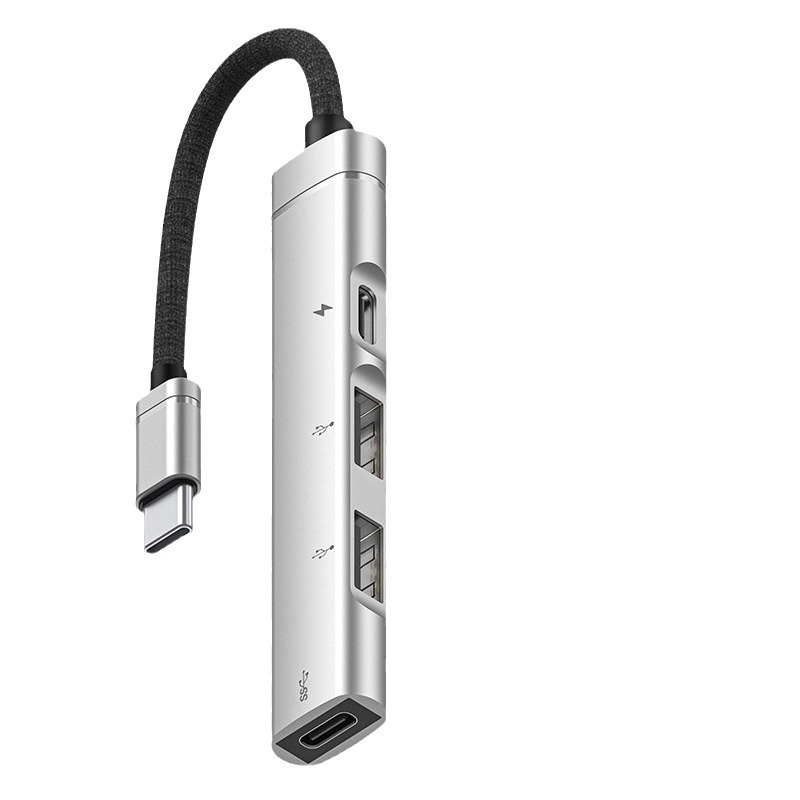 Type-C докинг станция хъб с PD зареждане и аудио изход, за Huawei телефони и iPad таблети, 4 порта, без външно захранване, кабел дължина 10 см, модел PD+HUB