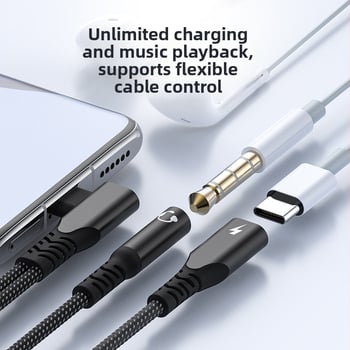 Type-C 2-u-1 audio i napajanje adapter s 3,5 mm, Yinhe BL-40, kompatibilan s Type-C uređajima