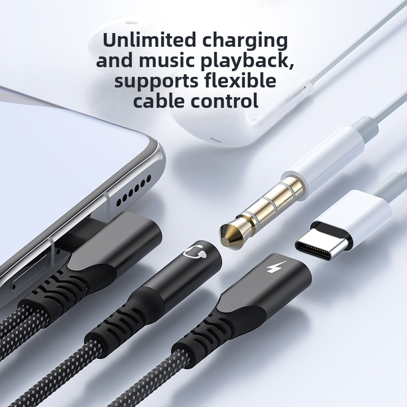 Type-C 2-u-1 audio i napajanje adapter s 3,5 mm, Yinhe BL-40, kompatibilan s Type-C uređajima