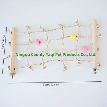 Hračky pre papagáje – lezecká sieť zo sisalového lana a drevené korálky, akrylové korálky; značka Cool pug