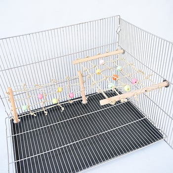 Jucărie pentru papagal cu plasă de cățărare din mărgele din lemn, sfoară de sisal și mărgele acrilice – Brand Cool pug