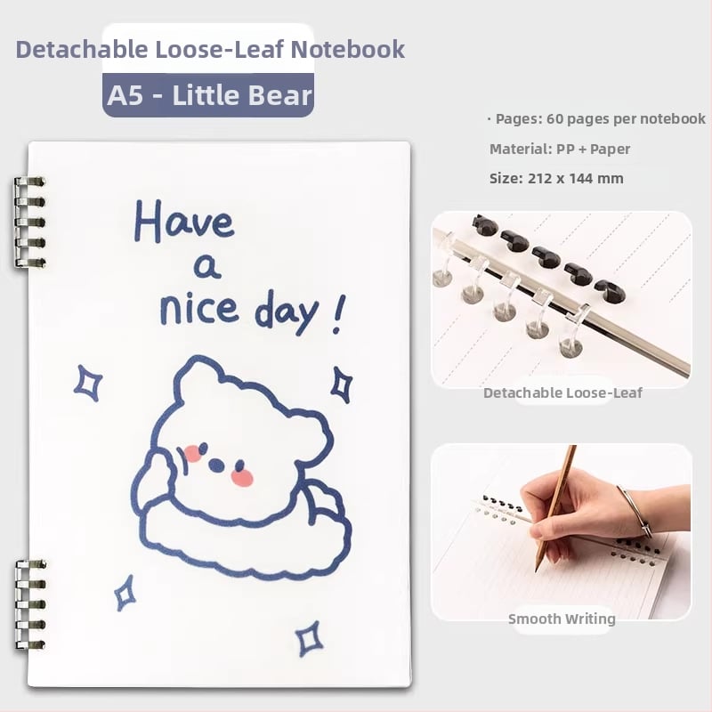 Qiaoguan тетрадка с PP корица, разлепени листове, линеен формат, хартия от дървесен пулп 80 g/m²