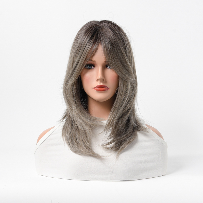 Qi Yi perika s dugom kovrčavom kosom i ravnim šiškama – visoko temperaturna svila, strojna izrada, model 10852147