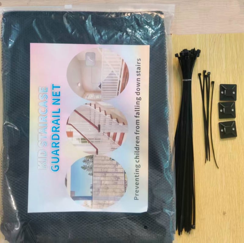 Sigurnosna mreža za stepenice i balkon, ojačana, za kućne ljubimce i djecu, s kabelskim vezicama. Marka Anleju.