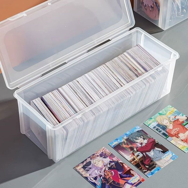 Kártyatartó doboz fedéllel, átlátszó, porálló, PP anyagból, kártyákhoz