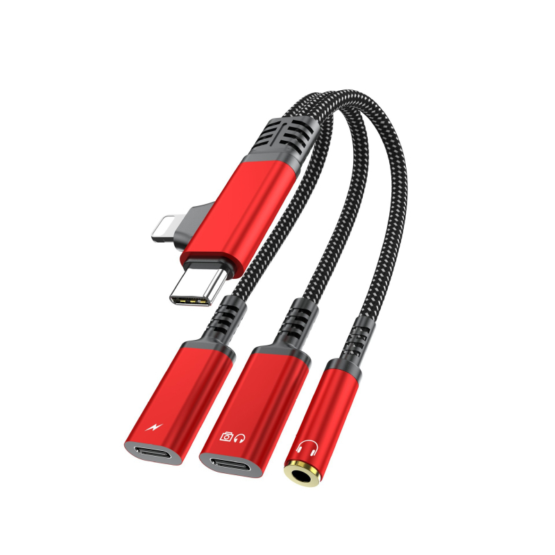 Flash repairman USB-C/Lightning 3-v-1 adaptér pre 3,5 mm audio a nabíjanie, kompatibilný so Samsung, Huawei, Apple 16/17