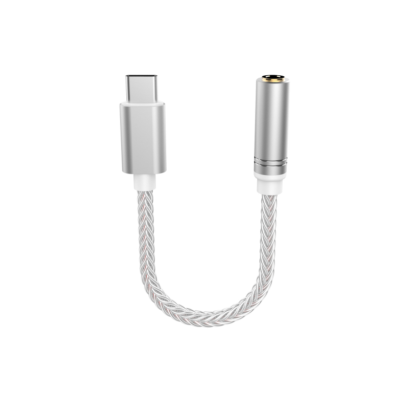Type-C na 3,5 mm adapter s digitalnim dekodiranjem, srebrenim vodovima, potpuno kompatibilan s Huawei, Samsung, Xiaomi, Oppo i Vivo