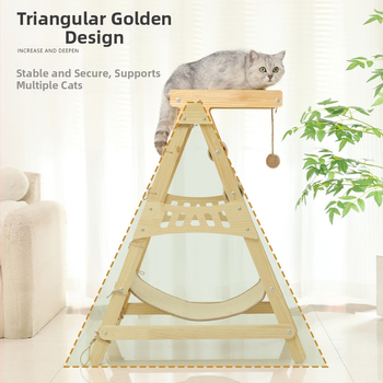 Ξύλινο σύστημα ανάβασης για γάτες με επιφάνεια από σισάλ ανθεκτική στη φθορά, χωρίς να αφήνει τρίχες, ενσωματωμένο φωλιά και κρεμάστρα-κρεβάτι – Brosh