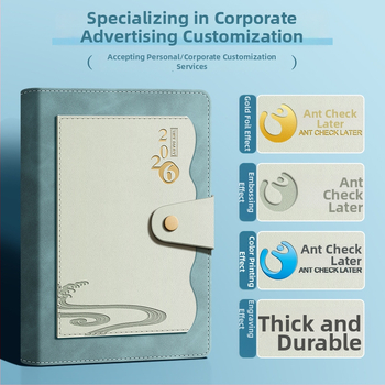 Персонализирана тетрадка със джоб за документи, 2026 календар, Dowling хартия, шиена подвързия, 300–400 страници