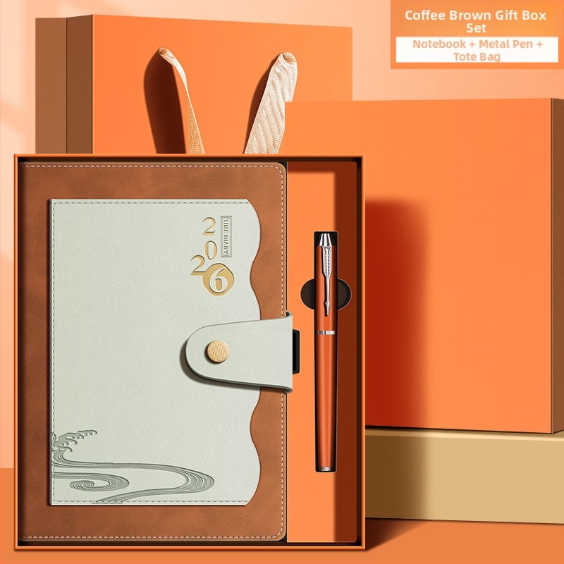 Персонализирана тетрадка със джоб за документи, 2026 календар, Dowling хартия, шиена подвързия, 300–400 страници