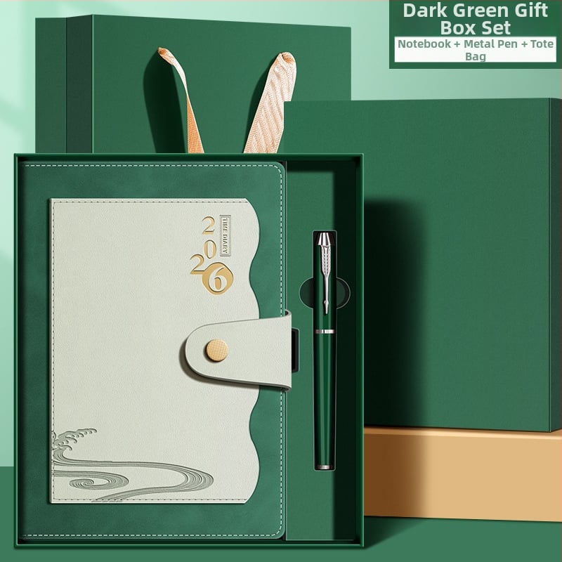 Персонализирана тетрадка със джоб за документи, 2026 календар, Dowling хартия, шиена подвързия, 300–400 страници