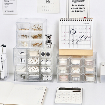 Stolni organizator za nakit, proziran, s više pretinaca i ladicama, prašini otporan, model L005, PS plastika, 100% novi materijal