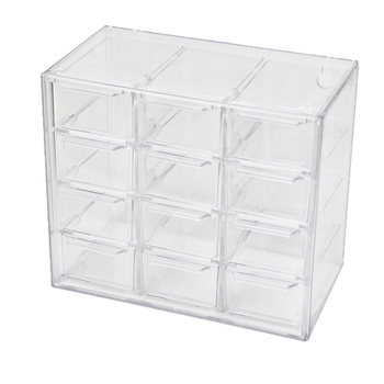 Stolni organizator za nakit, proziran, s više pretinaca i ladicama, prašini otporan, model L005, PS plastika, 100% novi materijal