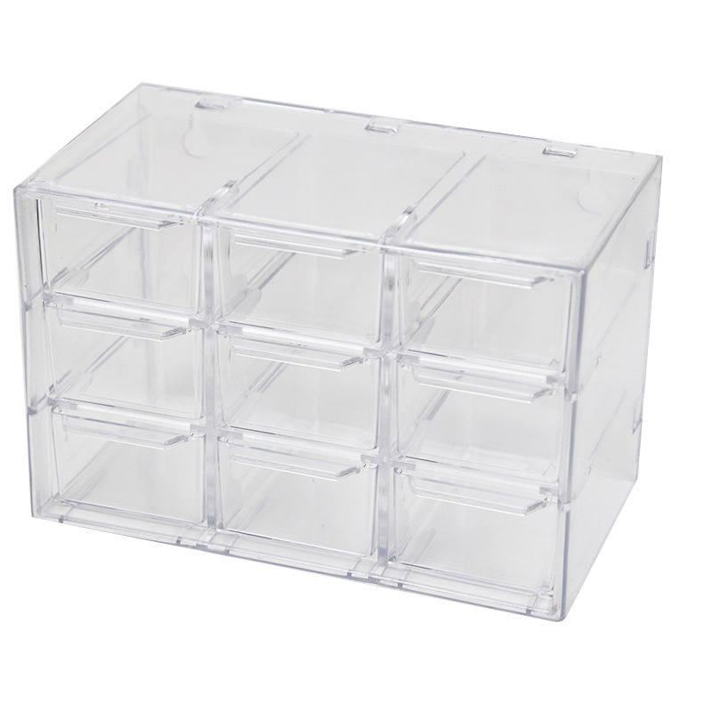 Stolni organizator za nakit, proziran, s više pretinaca i ladicama, prašini otporan, model L005, PS plastika, 100% novi materijal