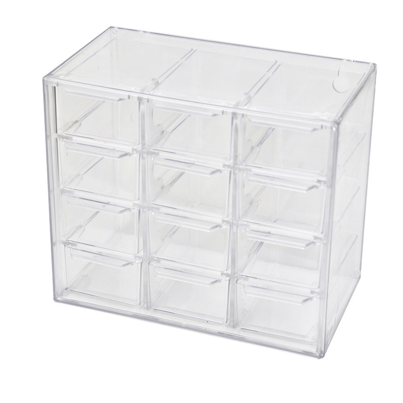 Stolni organizator za nakit, proziran, s više pretinaca i ladicama, prašini otporan, model L005, PS plastika, 100% novi materijal