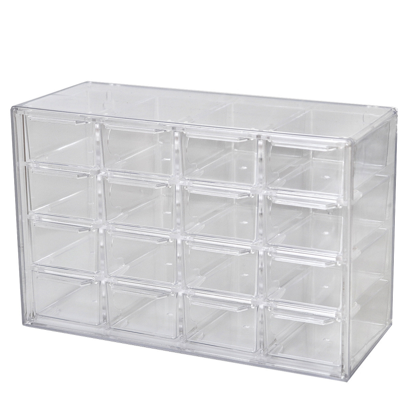 Stolni organizator za nakit, proziran, s više pretinaca i ladicama, prašini otporan, model L005, PS plastika, 100% novi materijal