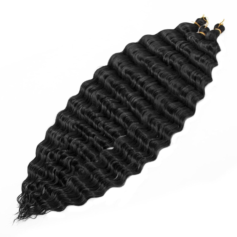 Hosszú göndör paróka – magas hőmérsékletű szálakból; copf stílus; frufru egyenes vagy ferde; modell DEEP