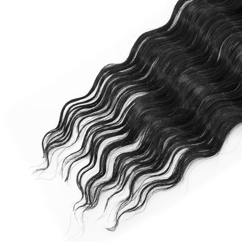 Hosszú göndör paróka – magas hőmérsékletű szálakból; copf stílus; frufru egyenes vagy ferde; modell DEEP