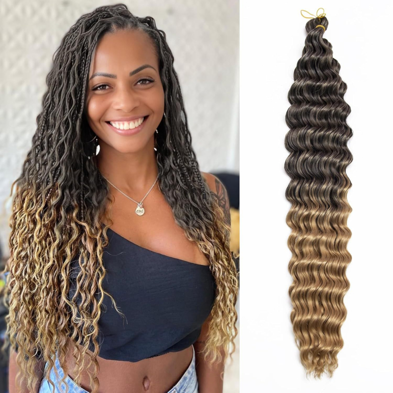 Hosszú göndör paróka – magas hőmérsékletű szálakból; copf stílus; frufru egyenes vagy ferde; modell DEEP