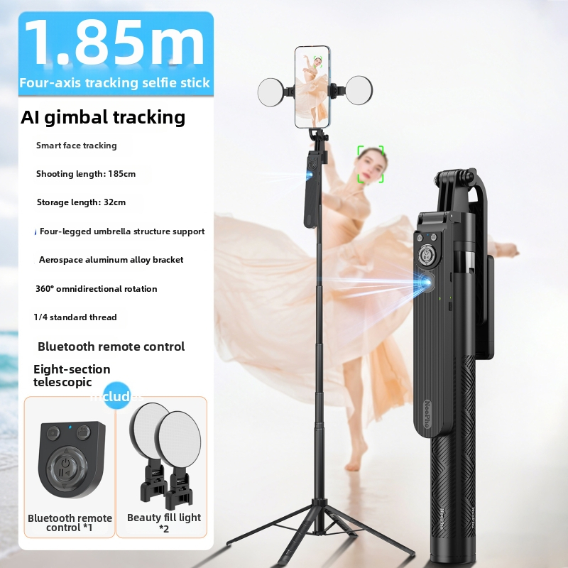 Purecook NP-L12 Gimbal za telefon s praćenjem lica, stabilizacijom protiv podrhtavanja, produžnim držačem, automatskim praćenjem i LED svjetlom za snimanje