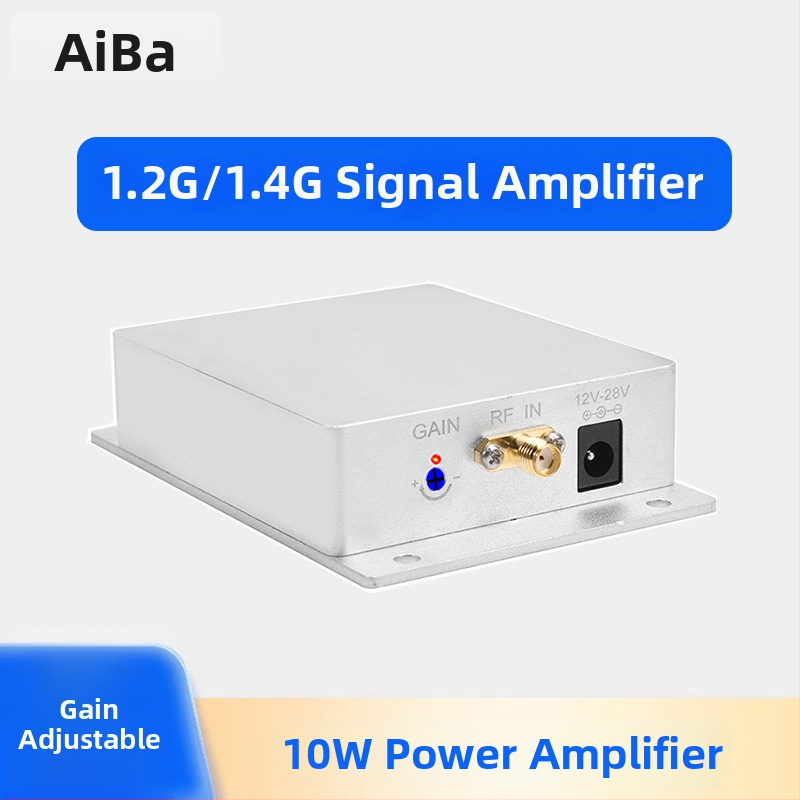 Bezdrôtový zosilňovač signálu pre drón 1.2G/1.4G — 10W výkon, nastaviteľný zisk, vylepšenie prenosu obrazu
