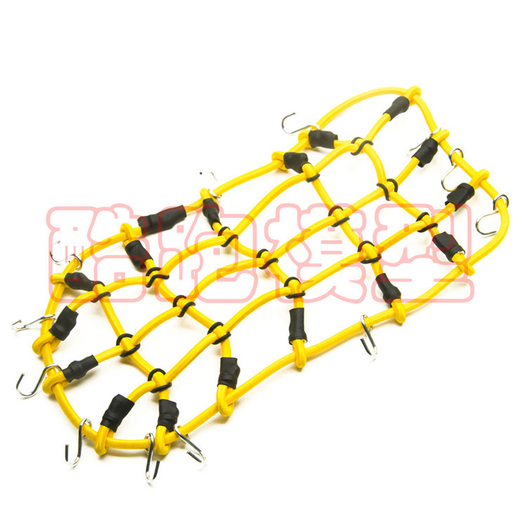 1:10 méretarányú RC mászó autó tetőcsomagtartó hálóval, gumírozott kötél, Cool Running model